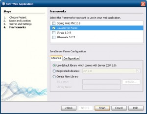Selecionando o Framework JSF 2.0
