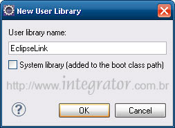 Caixa de diálogo New User Library