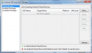 Figura 14 – A Virtual Devices do AVD Manager