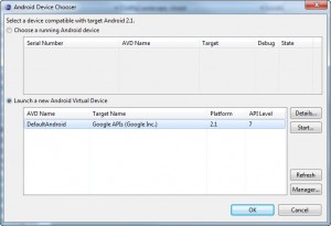 Figura 17 – Selecionando o dispositivo virtual criado para rodar o aplicativo