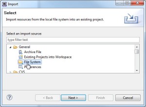 Figura 11 – Caixa de diálogo Import com General>File System selecionado