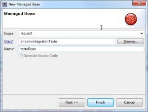 Figura 17 – Configurando o Managed Bean textoBean