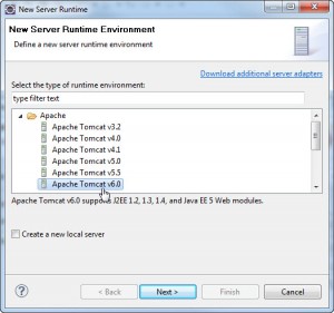 Figura 5 – Seleção do Apache Tomcat 6.0