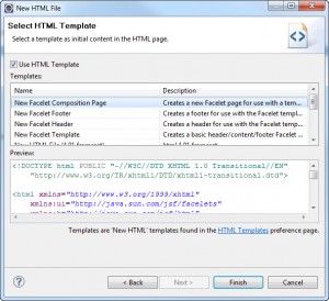 Figura 11 – Seleção do template New Facelet Composition Page