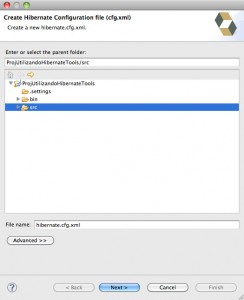 Figure 15 – Assistente de criação do arquivo de configuração do Hibernate