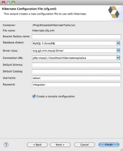 Figure 16 – Configuração do banco de dados no hibernate.cfg.xml 