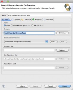 Figure 17 – Configuração do console Hibernate