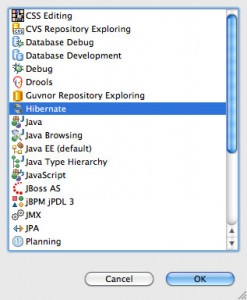 Figure 2 – Seleção da perspectiva Hibernate