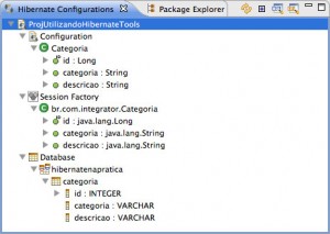 Figura 22 – A view Hibernate Configurations após as configurações do arquivo hibernate.cfg.xml 