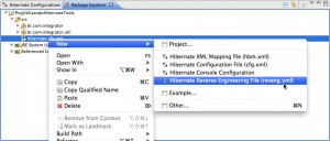 Figura 33 – Opção Hibernate Reverse Engineering File (reveng.xml) do menu de contexto