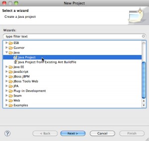 Figure 4 – Seleção da opção Java Project