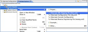 Figure 9 – Seleção do item Hibernate XML Mapping file (hbm.xml) no menu de contexto