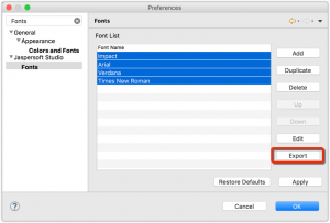 Figura 5 – Selecionando as fontes para serem exportadas